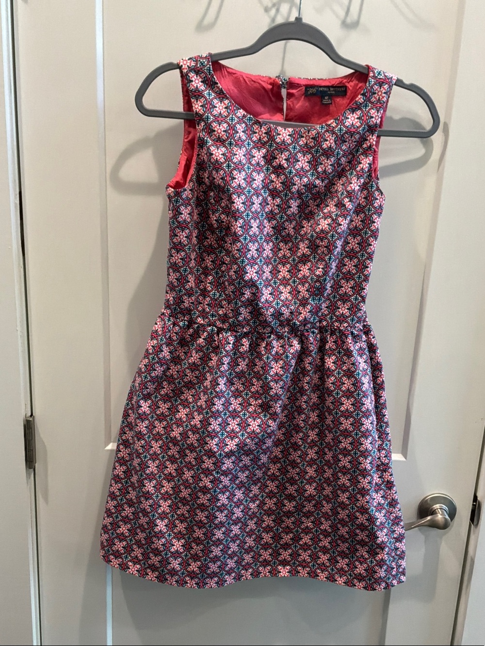 Brooks Brothers 4Petite Pink Blue Printed Sleeveless Mini Dress Pockets Lined